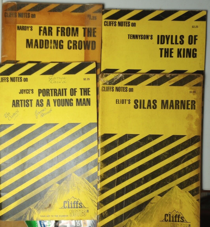 CLIFF'S NOTES Lot of 4 Paperbacks Lower Grade, Tape, Writing, Stanning ...