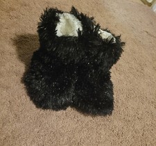 Justice Girl's Size 5 1/2 - 7 1/2 Faux Fur Cozy Bootie Slippers In Black New