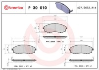 P 30 010 Brembo Bremsbelagsatz, Scheibenbremse FüR Hyundai,Jac