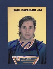 Paul Cavallini signed St. Louis Blues team issued hockey postcard