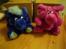 2 Vintage 1991 Kodak Kolorkins Stuffed Plush Animals Focus Blue Rewind HotPink