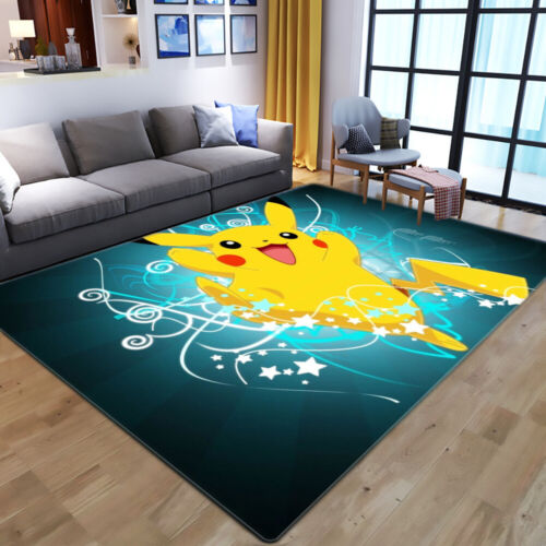 Kids 3D Pokémon Pikachu Home Rug Living Room Bedroom Area Rug Carpet Floor Mats - Picture 15 of 24