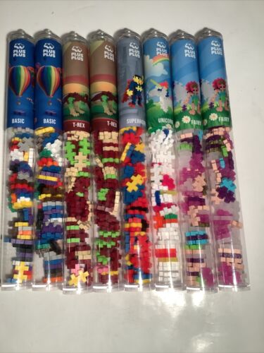 PLUS PLUS | Building Puzzle Blocks | 8 Sets Superhero Unicorn T-Rex Basic Fairy