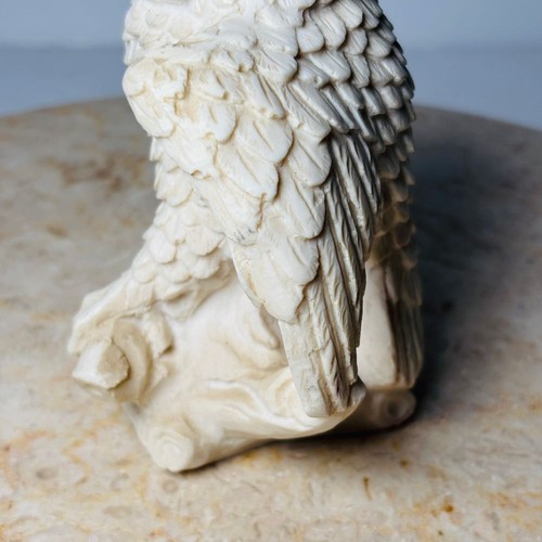 Vintage Alabaster Owl Figurine Made in Italy Carved and Signed A. Santini White - Picture 8 of 13