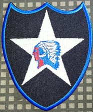 US Army 2nd Infantry Division Patch Hook Iron-On Repro New B349