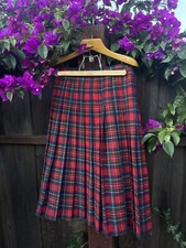 VTG 60s Pendleton 100 Virgin Wool Red Tartan Skirt Women's Made