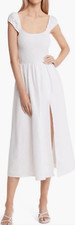 Reformation Tavi Linen Smocked Midi Slit Dress in White NWOT Size Large