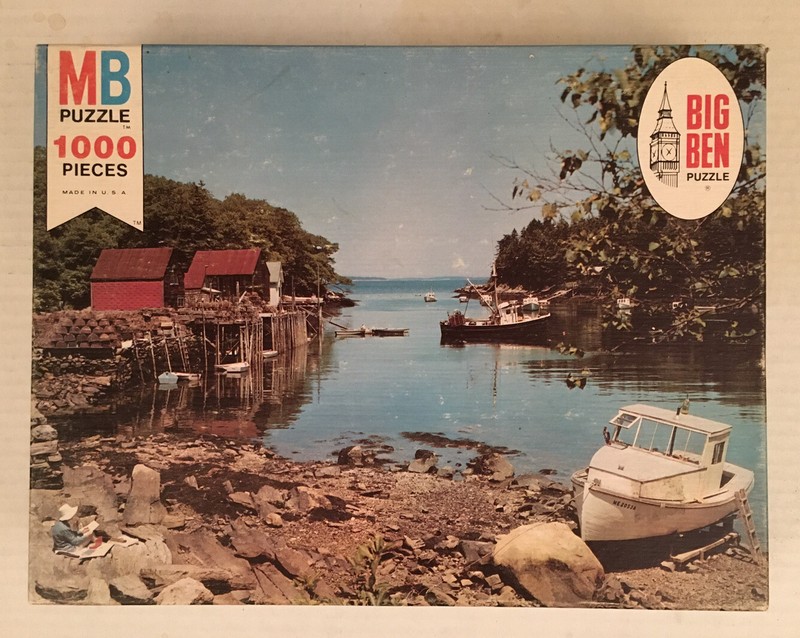 VINTAGE MILTON BRADLEY BIG BEN PUZZLE “NEW HARBOR, MAINE” 1000 PIECES COMPLETE