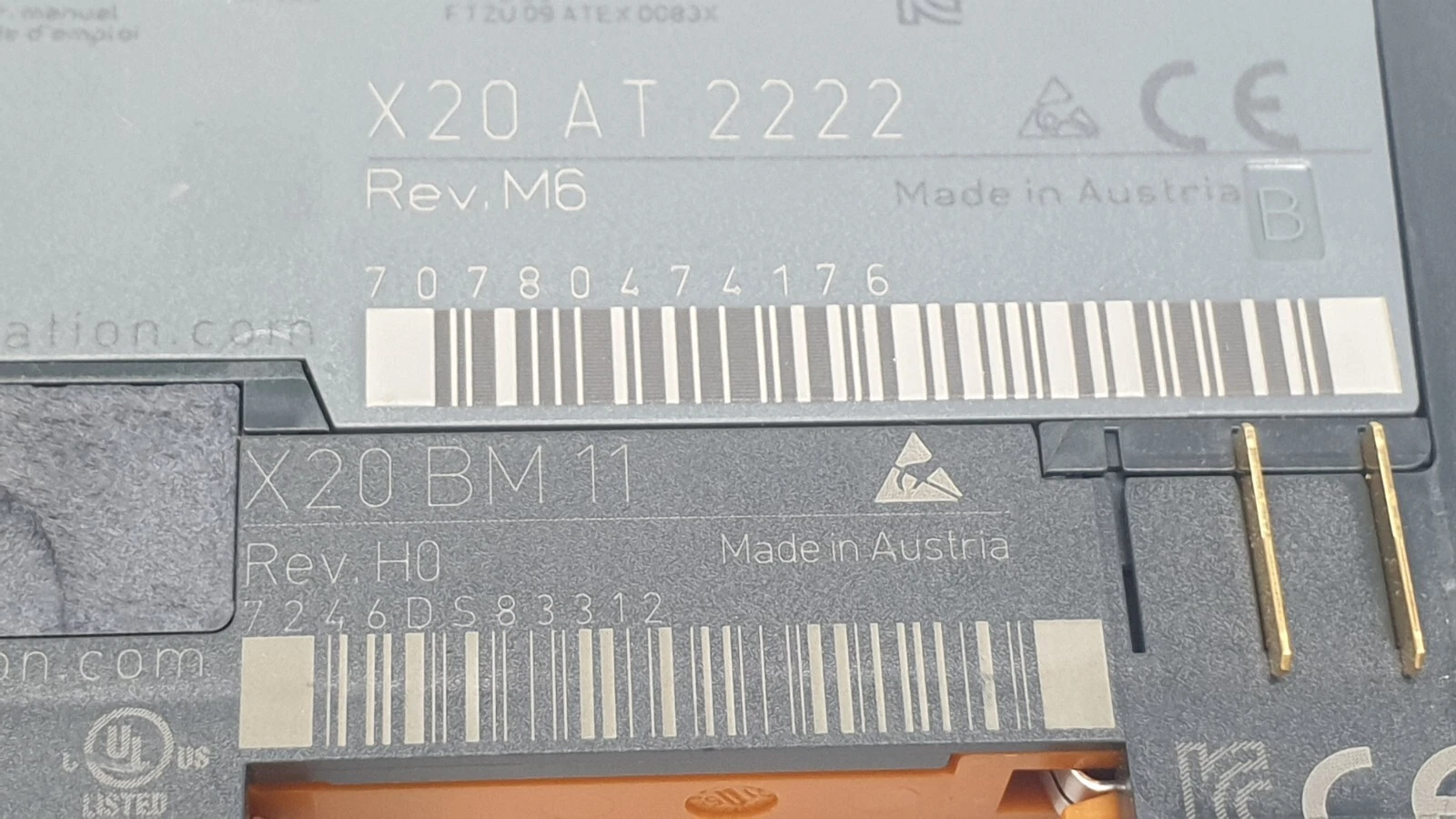 Second unit: X20 AT 2222 Rev. M6 serial 70780474176 on X20 BM 11 Rev. H0
