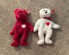 Set of 2 NWTs TY Beanie Baby - Valentino and Valentina - The Valentine's Bears