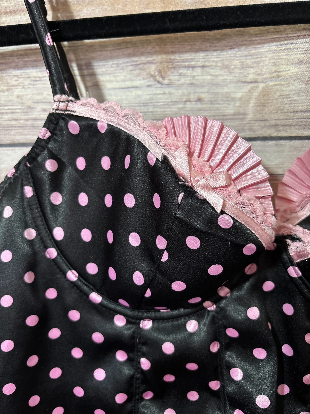 Shirley of Hollywood Betty Boop Party Costume Dress  Black & Pink Polka Dot L image 3