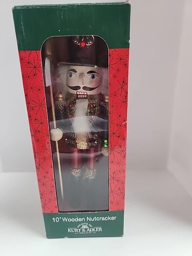 Kurt S Adler 10” Wooden Nutcraker Christmas Decor Blue Jacket Sequins & Jewels 