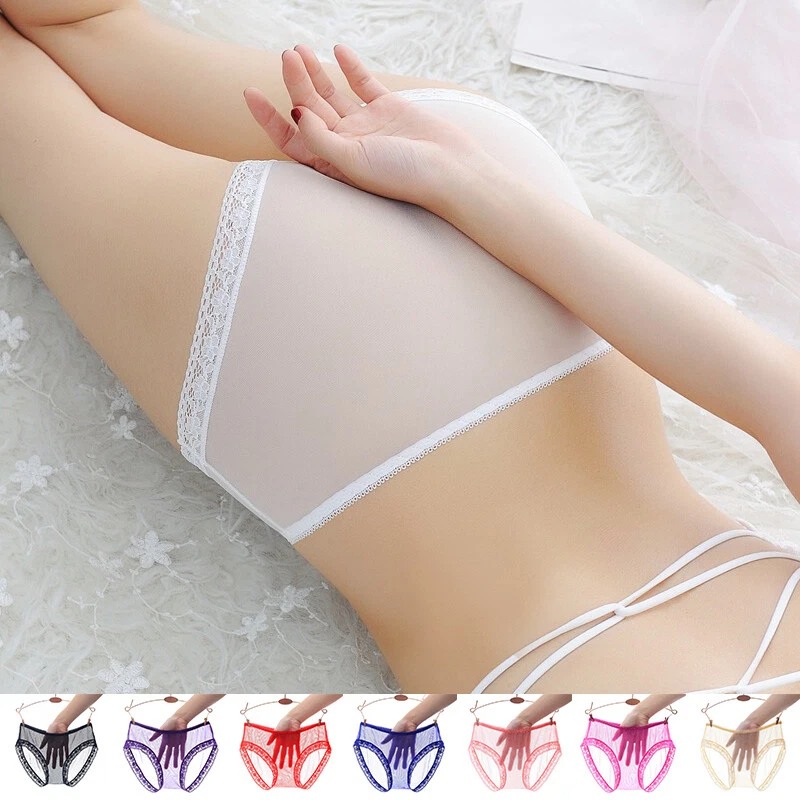Women s Underwear See Through Lingerie Mesh Briefs Lace Panties Clear Knickers