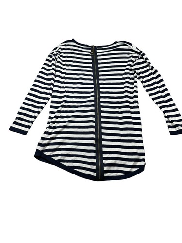 Top donna a righe manica lunga Soft Surroundings blu bianco taglia small - Foto 2 di 7
