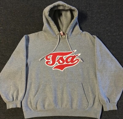 Vtg TSA Clothing Faded Hoodie XS S Boxy Alphanumeric Es Tom Penny