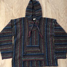Mexican Baja Hoodie Hoody Jerga Drug Rug Jumper Siesta Surf Hippy Baha Multi