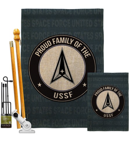 Proud Family USSF Burlap Garden Flag Space Force Armed Forces Yard House Banner - Picture 5 of 17