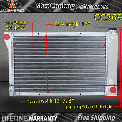 369 4 Row Aluminum Radiator For 1967-1972 Chevy C/K C10 C20 C30 GMC ...