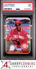 1987 DONRUSS #492 BARRY LARKIN RC REDS HOF PSA 9