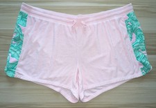 Vineyard Vines Womens Plus 3X Pink Green Cotton Terry Shorts Tropical Pull On