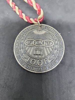 I O O F Medal with Cord, 1834, F  L T, Visit the Sick, Educate the Orphan
