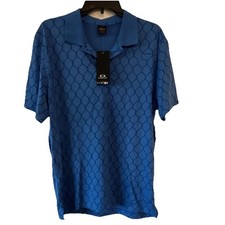 Oakley Men's Blue Geometric Short Sleeve Collared Polo Shirt Logo Accent M