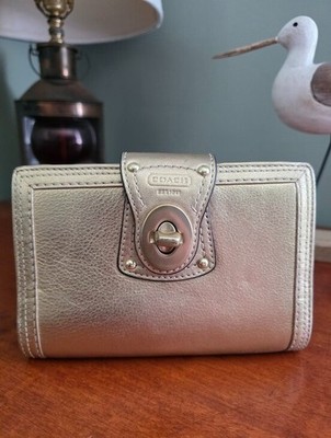 Coach Legacy Turnlock Agenda Cover Gold Metallic Leather Planner Y2K Rare