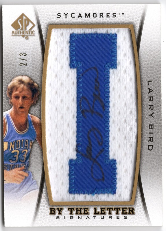 2012-13 SP Authentic Larry Bird By the Letter MFG Patch Auto /3 BL-LA