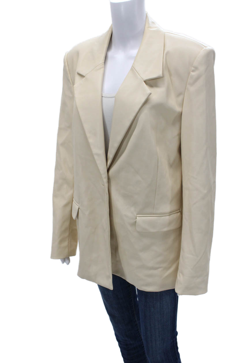 We Wore What Womens Basic Jacket Beige Button Lon… - image 3