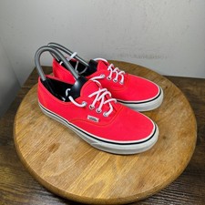 Vans Authentic Neon Red Hot Pink Canvas Low Top Sneakers Womens 6 Mens 4.5