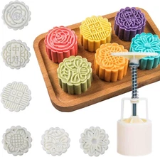 Moon Cake Mold 6 Pcs, Mid Autumn Festival Diy Hand Press Cookie Stamps Pastry to