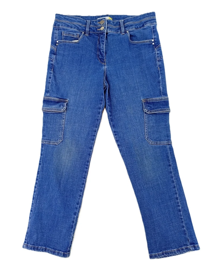 Next Denim Women’s CARGO Jeans Slim High Rise Lift Slim & Shape Blue Size UK 14S - Image 3 of 4