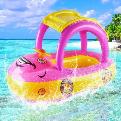 Inflatable Baby Swim Seat with Canopy Sun Shade Toddler Pool Float Swimming Ring