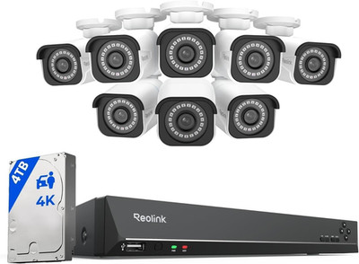 REOLINK 4K Security Camera System with 8 Cameras & 4TB HDD for 24/7 Monitoring