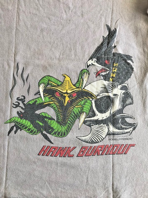 Rare Vintage Powell Peralta Tony Hawk Hawk Burnout T-Shirt, 1990, Large, US-Made