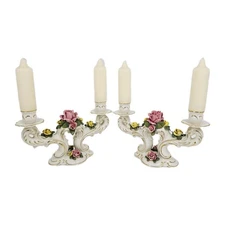 2 Sandizell Hoffner & Co Dresden Candelabras Candlestick Holders With Candles