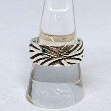 Silver Wide Wood Grain Ring, Vintage, Size 6.5/7, Used