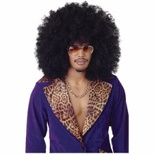 Super Jumbo Afro Black 70s Disco Hippie Pimp Men Costume Wig