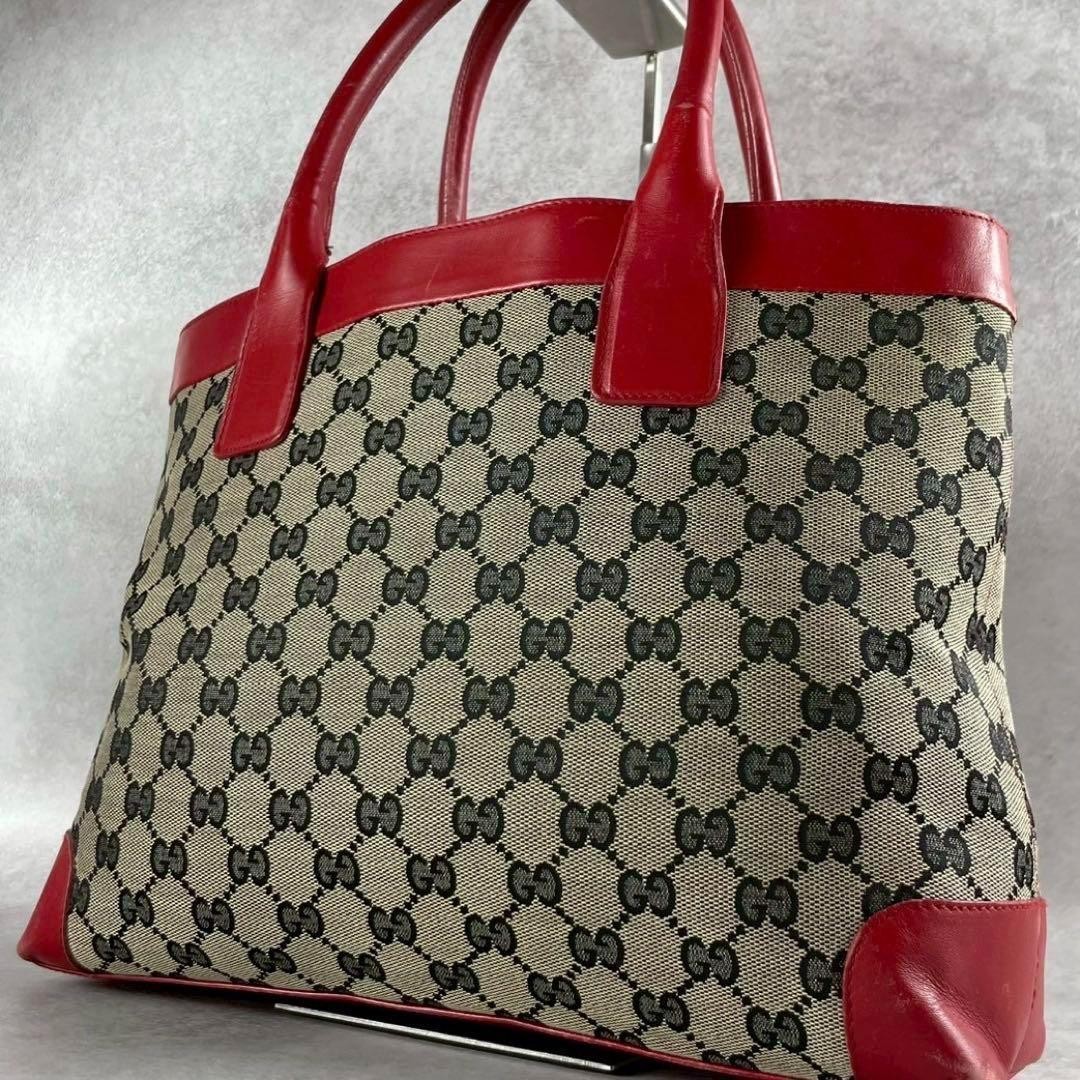Gucci GG Canvas Red Leather A4 Tote Bag 2Way Women Made in Italy