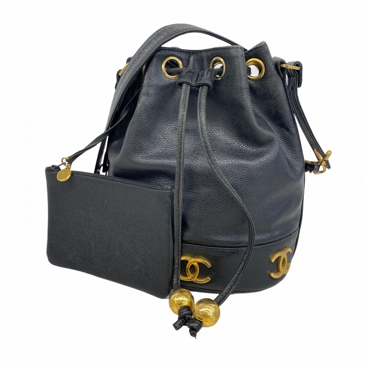 Chanel Triple Coco Chain Shoulder Bag 25cm Black 254170