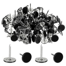 100Pcs Thumb Tacks, 7/16"x9/16" Flat Head Upholstery Push Pins, Black