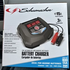 Schumacher Electric 15A Car/Boat Battery Charger/Maintainer, 4-in-1 Solution NEW