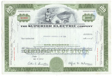 Superior Electric Company Stock Certificates (Bristol, Connecticut) - LOT OF 20