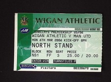 Wigan Athletic v Manchester United 2005-2006 Premier League Ticket 06/03/2006