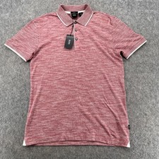 Hugo Boss Mens Polo Shirt Red Regular Slim Fit Cotton Size S NEW