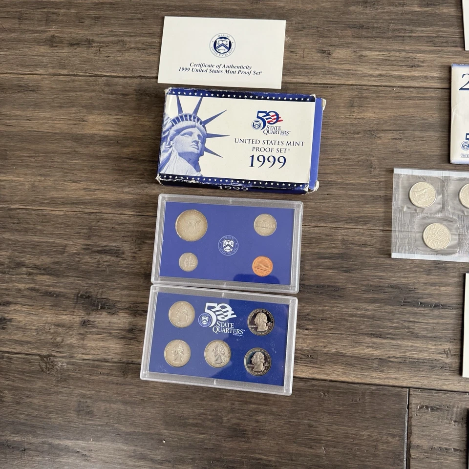 1999-2002 US Mint Uncirculated Coin Sets Philly Denver 63 Coins 7 Sets Proof - Image 2 of 4