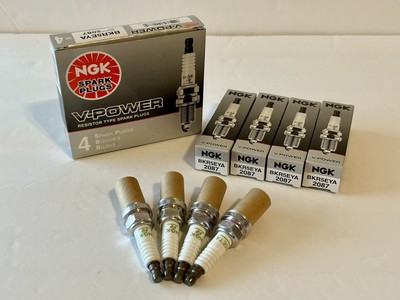 Pack of four NGK V-Power BKR5EYA Spark Plugs, Stock Number 2087