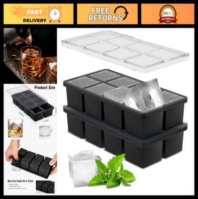 Samuelworld Large Ice Cube Tray: 2024 Upgraded Silicone Square Ice Cube Mold For