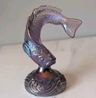Fenton Carnival Glass Fish Figurine Amethyst / Purple