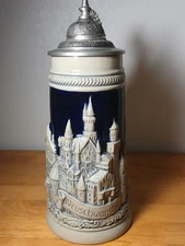 Vintage Zoller & Born Lidded Stein Newschwanstein Castle, Munchen, Rothenburg 